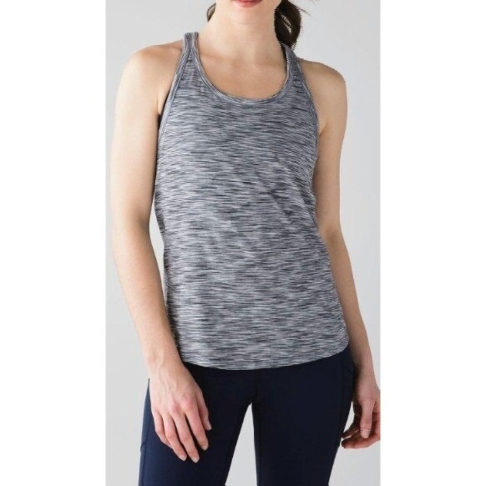 Lululemon Yogi Everyday Racerback Tank Top Space Dust Gray Black Athletic Sz 4/6